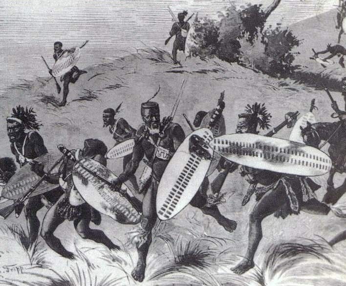  Воины зулусов бегут в атаку (худ. Charles Edwin Fripp)